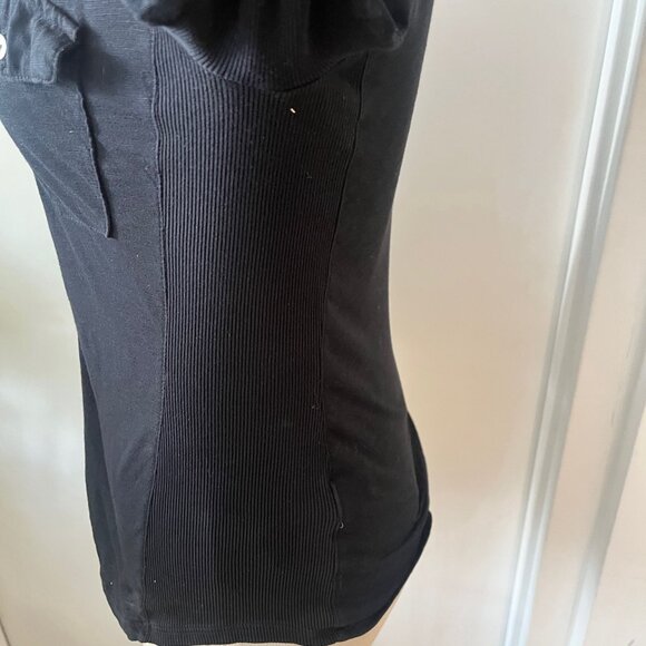 JAMES PERSE Sheer Slub Side Panel Button Down Shirt in Black Size 2 (Medium) - Picture 6 of 8